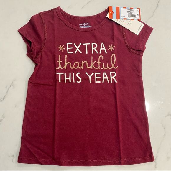 Extra Thankful kids Short Sleeve T-Shirt Cat & Jack Thanksgiving NWT 4T - Picture 1 of 6